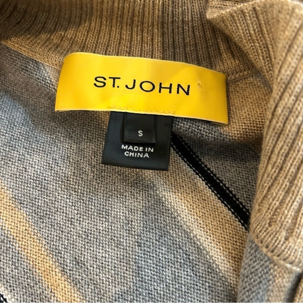 St John Wool Double Zip Graphic Cardigan - Picture 8 of 10
